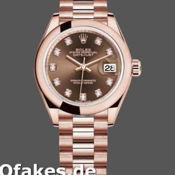 Super Clone Women's Rolex Datejust-279165, 28mm, Chocolate Brown Dial, Diamond Domed Bezel, Lady Chocolate Brown