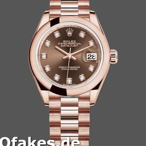 Super Clone Women's Rolex Datejust-279165, 28mm, Chocolate Brown Dial, Diamond Domed Bezel, Lady Chocolate Brown