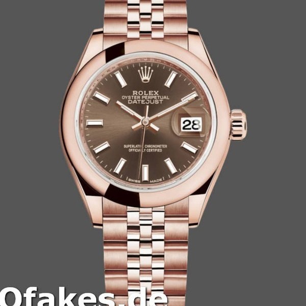 Super Clone Women's Rolex Datejust-279165, 28mm, Chocolate Brown Dial, Domed Bezel, Lady Chocolate Brown