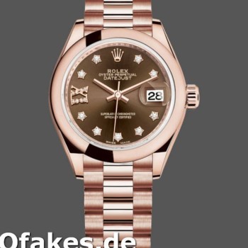 Super Clone Women's Rolex Datejust-279165, 28mm, Chocolate Brown, Diamonds Dial, Domed Bezel, Lady Chocolate Brown