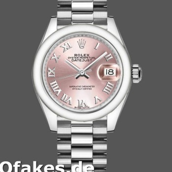 Super Clone Women's Rolex Datejust-279166, 28mm, Pink Roman Numeral Dial, Domed Bezel, Lady Pink