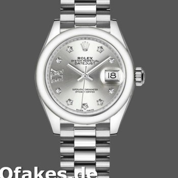 Super Clone Women's Rolex Datejust-279166, 28mm, Silver Dial, Diamond Domed Bezel, Lady Silver