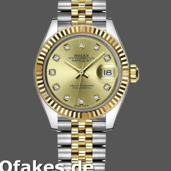 Super Clone Women's Rolex Datejust-279173, 28mm, Champagne Diamond Dial, Fluted Bezel, Lady Champagne