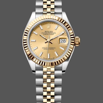 Super Clone Women's Rolex Datejust-279173, 28mm, Champagne Index Dial, Fluted Bezel, Lady Champagne