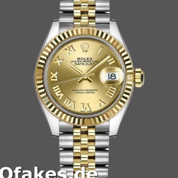 Super Clone Women's Rolex Datejust-279173, 28mm, Champagne, Roman Numeral Dial, Fluted Bezel, Lady Champagne