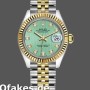 Super Clone Women's Rolex Datejust-279173, 28mm, Green Diamond Dial, Fluted Bezel, Lady Green