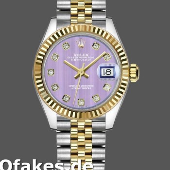 Super Clone Women's Rolex Datejust-279173, 28mm, Lavender Purple Diamond Dial, Fluted Bezel, Lady Lavender Purple