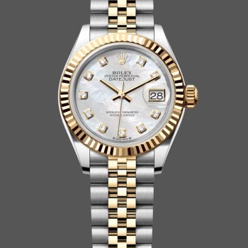 Super Clone Women's Rolex Datejust-279173, 28mm, Mother‑of‑Pearl Diamond Dial, Fluted Bezel, Lady MOP