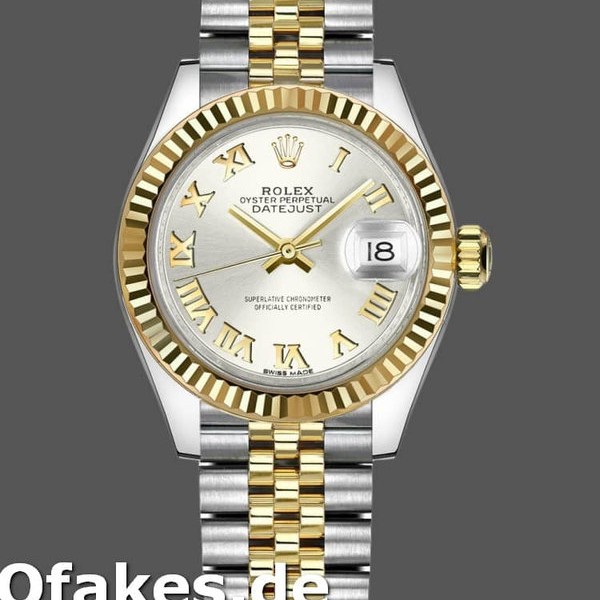 Super Clone Women's Rolex Datejust-279173, 28mm, Silver Roman Numeral Dial, Fluted Bezel, Lady Silver