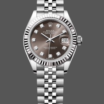 Super Clone Women's Rolex Datejust-279174, 28mm, Stainless Steel, Dark Grey Diamond Dial, Lady Dark Grey