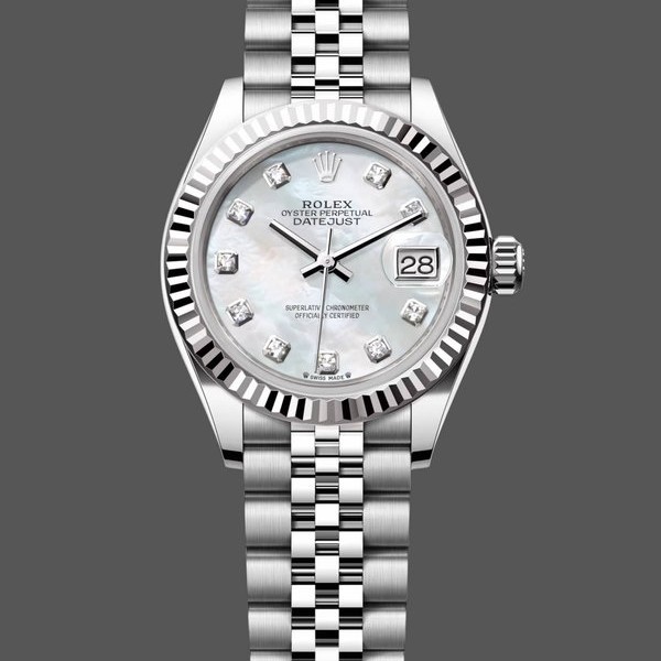 Super Clone Women's Rolex Datejust-279174, 28mm, Stainless Steel, Mother‑of‑Pearl Diamond Dial, Lady MOP