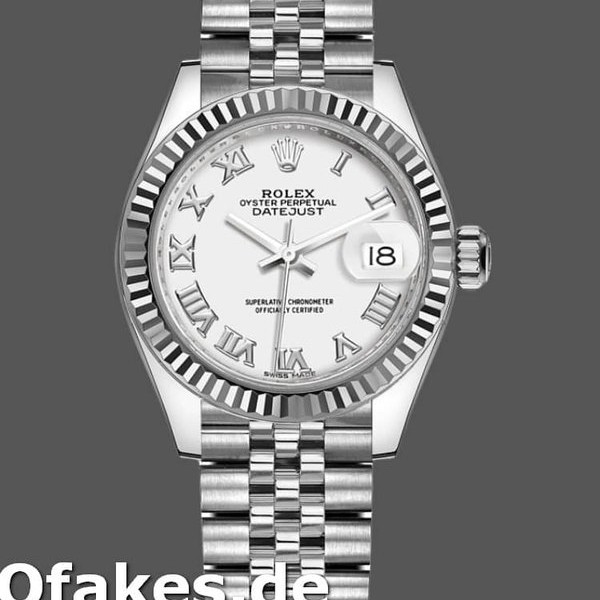 Super Clone Women's Rolex Datejust-279174, 28mm, Stainless Steel, White Roman Numeral Dial, Lady White