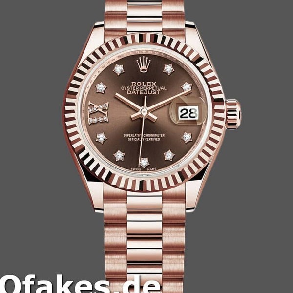 Super Clone Women's Rolex Datejust-279175, 28mm, Chocolate Diamond Mark Dial, Fluted Bezel, Lady Chocolate