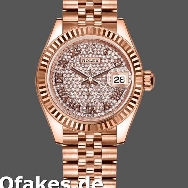 Super Clone Women's Rolex Datejust 279175-28mm, Rose Gold, Diamond Pave Dial, Lady Diamond Pave