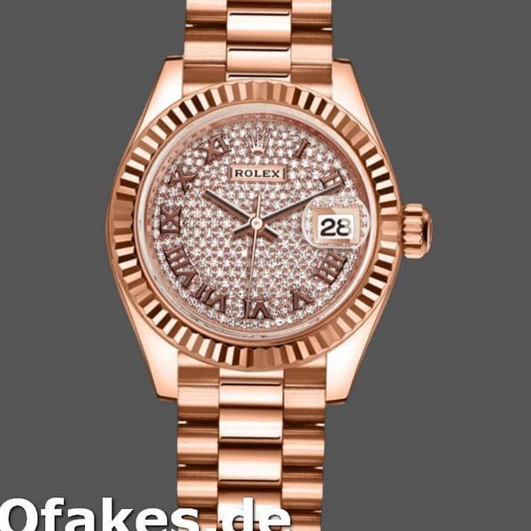 Super Clone Women's Rolex Datejust-279175, 28mm, Diamond Pave Dial, Fluted Bezel, Lady Diamond Paved