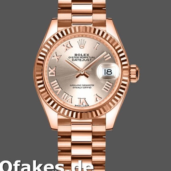 Super Clone Women's Rolex Datejust-279175, 28mm, Sundust Roman Numeral Dial, Fluted Bezel, Lady Sundust