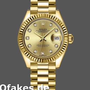 Super Clone Women's Rolex Datejust 279178-28mm, Champagne Dial, Fluted Bezel, Lady Champagne