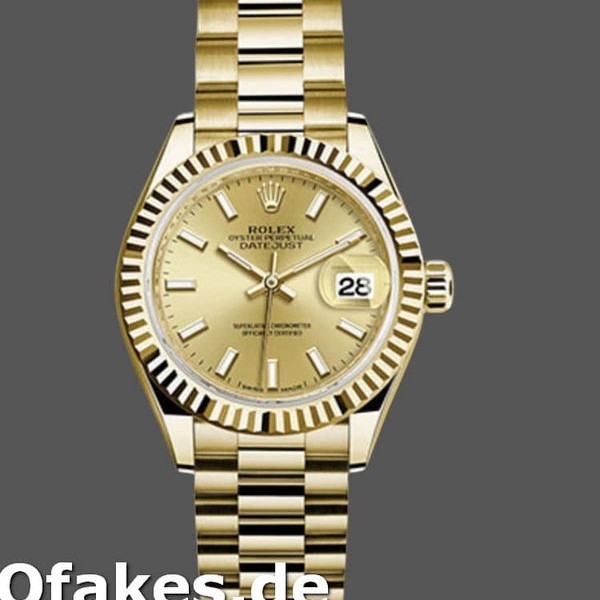 Super Clone Women's Rolex Datejust 279178-28mm, Champagne Index Dial, Fluted Bezel, Lady Champagne