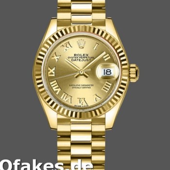 Super Clone Women's Rolex Datejust 279178-28mm, Champagne Roman Dial, Fluted Bezel, Lady Champagne