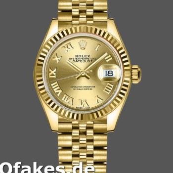 Super Clone Women's Rolex Datejust-279178, 28mm, Yellow Gold, Champagne Roman Dial, Lady Champagne