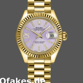 Super Clone Women's Rolex Datejust-279178, 28mm, Lilac Purple Dial, Fluted Bezel, Lady Lilac Purple