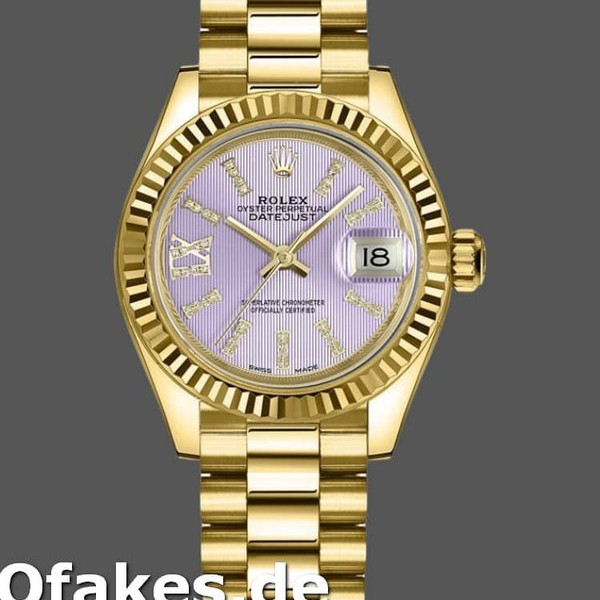 Super Clone Women's Rolex Datejust-279178, 28mm, Lilac Purple Dial, Fluted Bezel, Lady Lilac Purple