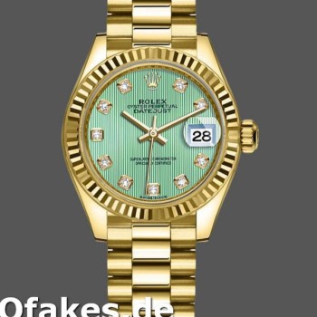 Super Clone Women's Rolex Datejust 279178-28mm, Mint Green, Diamond Dial, Fluted Bezel, Lady Mint Green