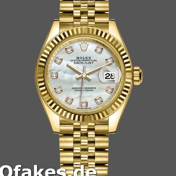 Super Clone Women's Rolex Datejust-279178, 28mm, Yellow Gold, MOP Diamond Dial, Lady MOP