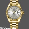Super Clone Women's Rolex Datejust-279178, 28mm, Yellow Gold, Silver Diamond Mark Dial, Fluted Bezel, Lady Silver