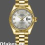 Super Clone Women's Rolex Datejust-279178, 28mm, Yellow Gold, Silver Diamond Mark Dial, Fluted Bezel, Lady Silver