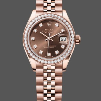 Super Clone Women's Rolex Datejust 28mm Chocolate Diamond Dial m279135rbr 0018 Women's Chocolate Dial