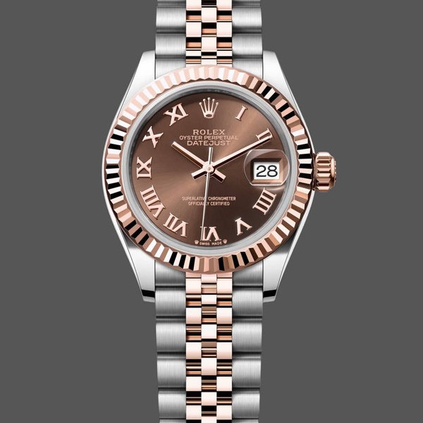 Super Clone Women's Rolex Datejust 28mm Rose Gold & Steel Chocolate Dial m279171 0009 Women's Chocolate Dial