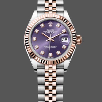 Super Clone Women's Rolex Datejust 28-m279171 0015, Oystersteel & Rose Gold, Lady’s Purple Dial