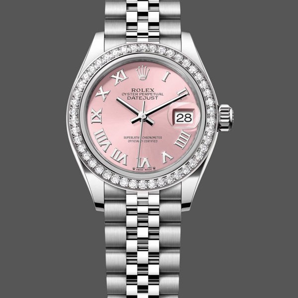 Super Clone Women's Rolex Datejust 28mm Pink Roman Jubilee Dial Women's  - 279384RBR 0005 Pink Dial