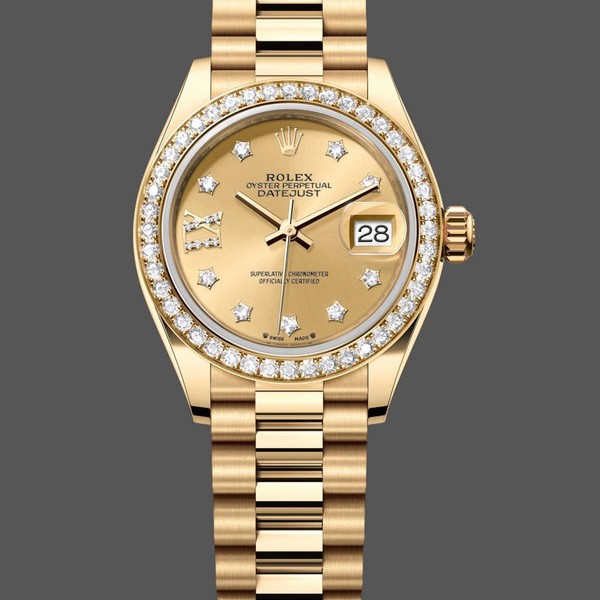 Super Clone Women's Rolex Datejust 28mm 18K Yellow Gold Women's  - 279138RBR 0006 Champagne Dial