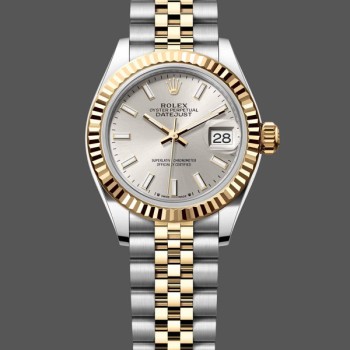 Super Clone Women's Rolex Datejust-279173 0019, 28mm, Silver Index Dial, Fluted Bezel, Lady Silver