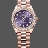 Super Clone Women's Rolex Datejust 28-m279135rbr 0020, Everose Gold, Aubergine Diamond Dial, President, Women’s Purple Dial