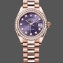 Super Clone Women's Rolex Datejust 28-m279135rbr 0020, Everose Gold, Aubergine Diamond Dial, President, Women’s Purple Dial