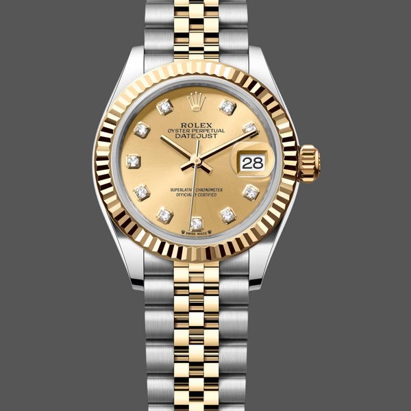 Super Clone Women's Rolex Datejust 28mm Yellow Gold & Steel m279173 0011 Women's Champagne Dial