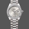 Super Clone Women's Rolex Datejust 28mm White Gold Silver Diamond President Dial - 279139RBR 0003 Silver Dial