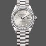 Super Clone Women's Rolex Datejust 28mm White Gold Silver Diamond President Dial - 279139RBR 0003 Silver Dial