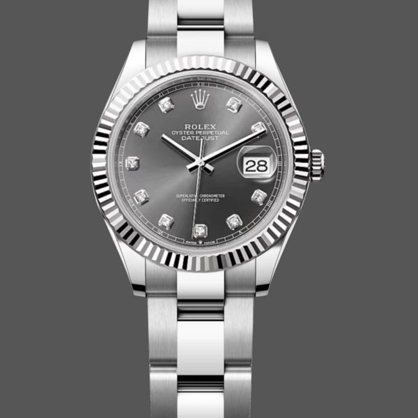 Super Clone Women's Rolex Datejust 31-278274, Fluted Bezel, Grey Diamond Dial, Women’s Grey Dial