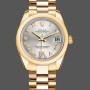 Super Clone Women's Rolex Datejust 31-178248, Silver VI, Diamond Dial, 18K Yellow Gold, Silver Dial