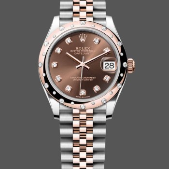 Super Clone Women's Rolex Datejust 31mm Rose Gold Chocolate Diamond Dial m278341rbr 0028 Chocolate Dial