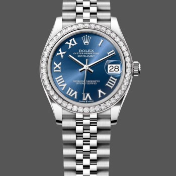 Super Clone Women's Rolex Datejust 31mm Blue Roman Dial Stainless Steel & White Gold - M278384RBR 0037 Blue Dial