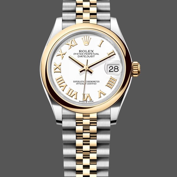 Super Clone Women's Rolex Datejust 31mm Yellow Gold White Roman Dial Women's  - M278243 0002 White Dial