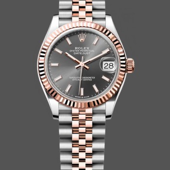 Super Clone Women's Rolex Datejust 31-278271 0018, Two‑Tone, Fluted Slate Dial, Jubilee, Slate
