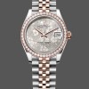 Super Clone Women's Rolex Datejust 31-m278381rbr, Two-Tone, Silver Floral-Motif, Diamond Bezel, Women’s Silver Floral Motif Dial