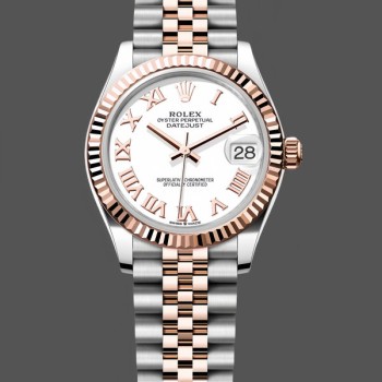 Super Clone Women's Rolex Datejust 31-278271 0002, White Roman Numeral Dial, Women’s White