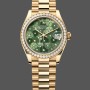 Super Clone Women's Rolex Datejust 31-M278288RBR 0038, Yellow Gold, Olive Green, Floral Motif, Diamond Bezel Green Dial